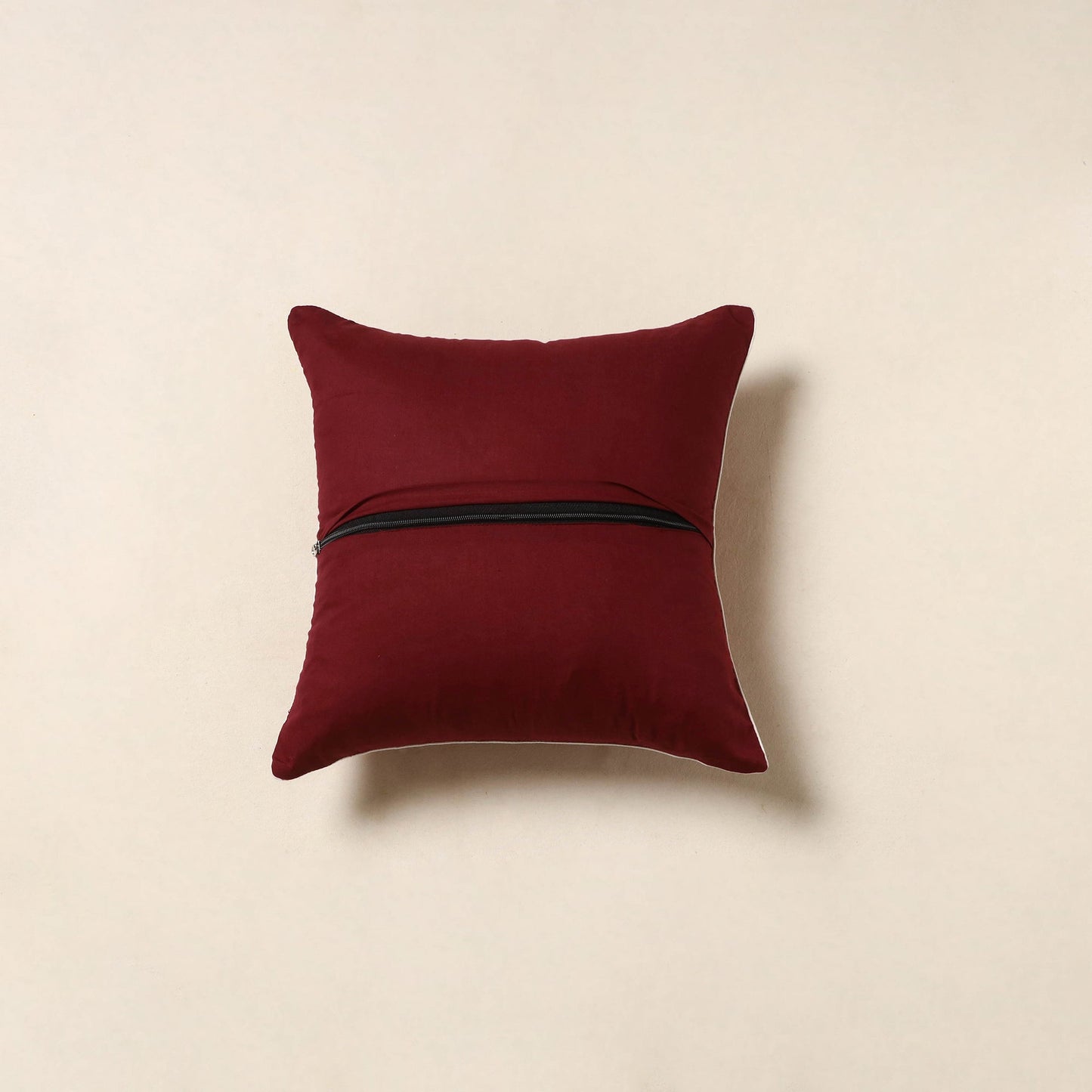 Red - jacquard weave cotton cushion cover 79 - handcrafted