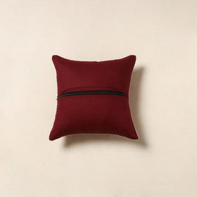 Red - jacquard weave cotton cushion cover 79 - handcrafted