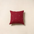 Red - jacquard weave cotton cushion cover 79 - handcrafted
