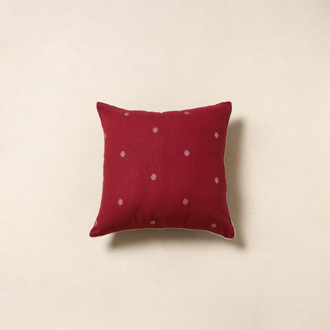 Red - jacquard weave cotton cushion cover 79 - handcrafted