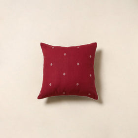 Red - jacquard weave cotton cushion cover 79 - handcrafted