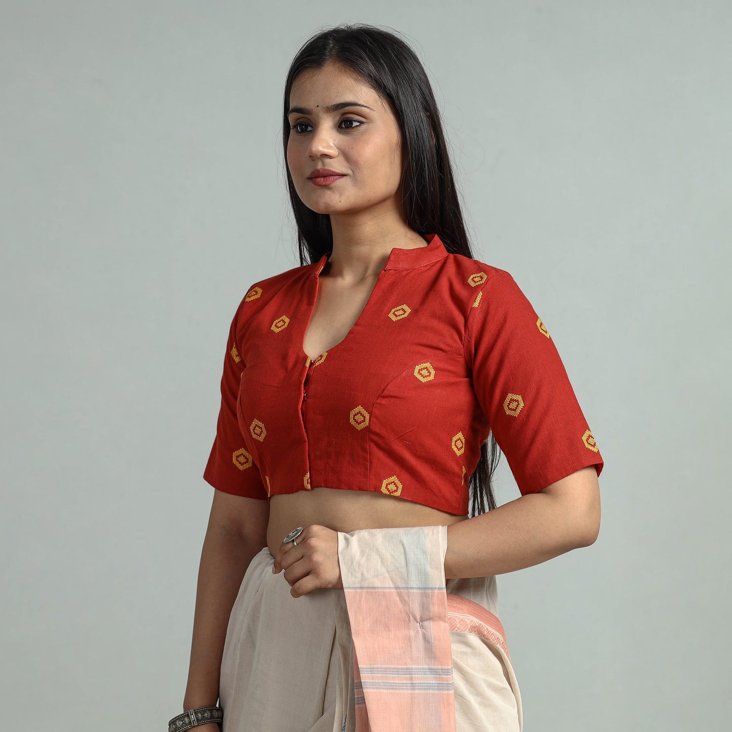 Buy Jacquard Weave Cotton Stitched Blouse 