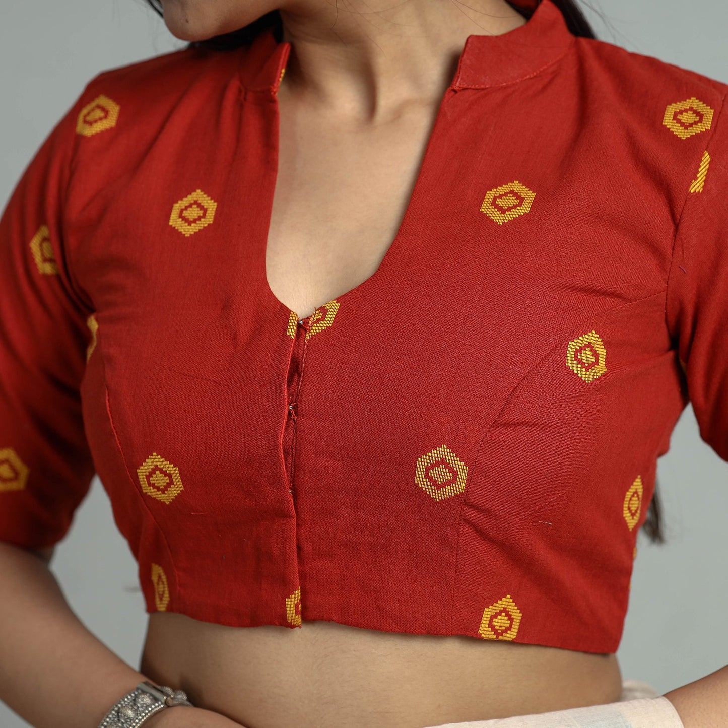 Buy Jacquard Weave Cotton Stitched Blouse 