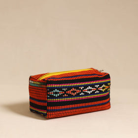  Red Jacquard Weave Cotton Toiletry Pouch 