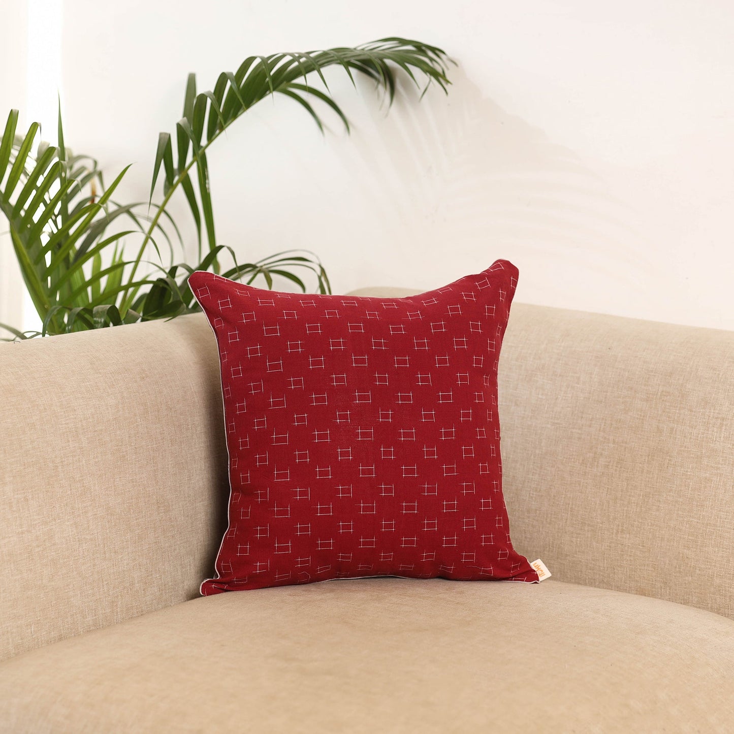 Red - jacquard weave cushion cover 24 - handcrafted