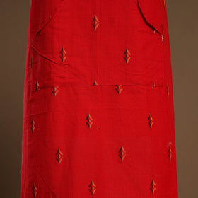 Buy Red Jacquard Weaving Cotton Apron with Pocket