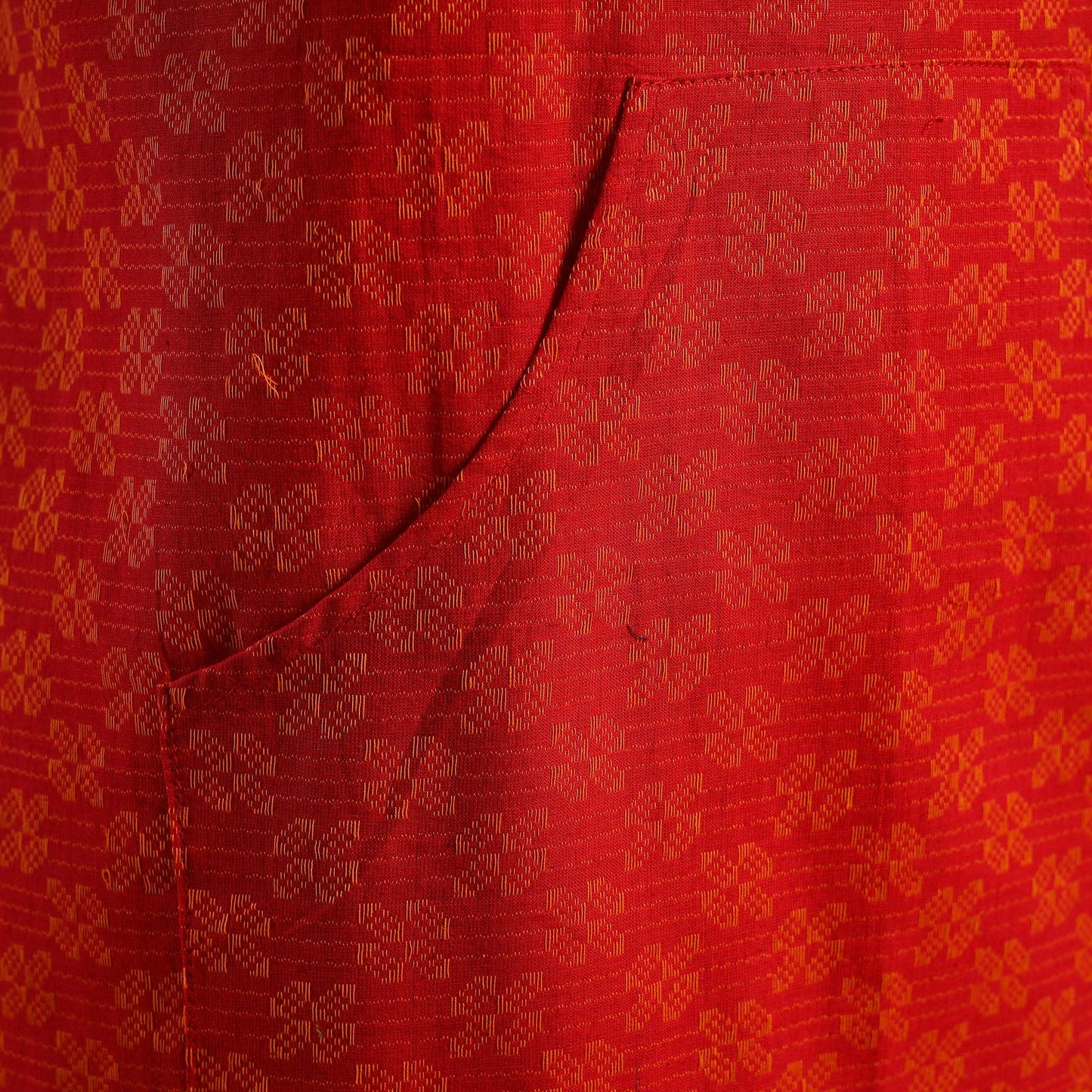 Red - jacquard weaving cotton apron with pocket 08