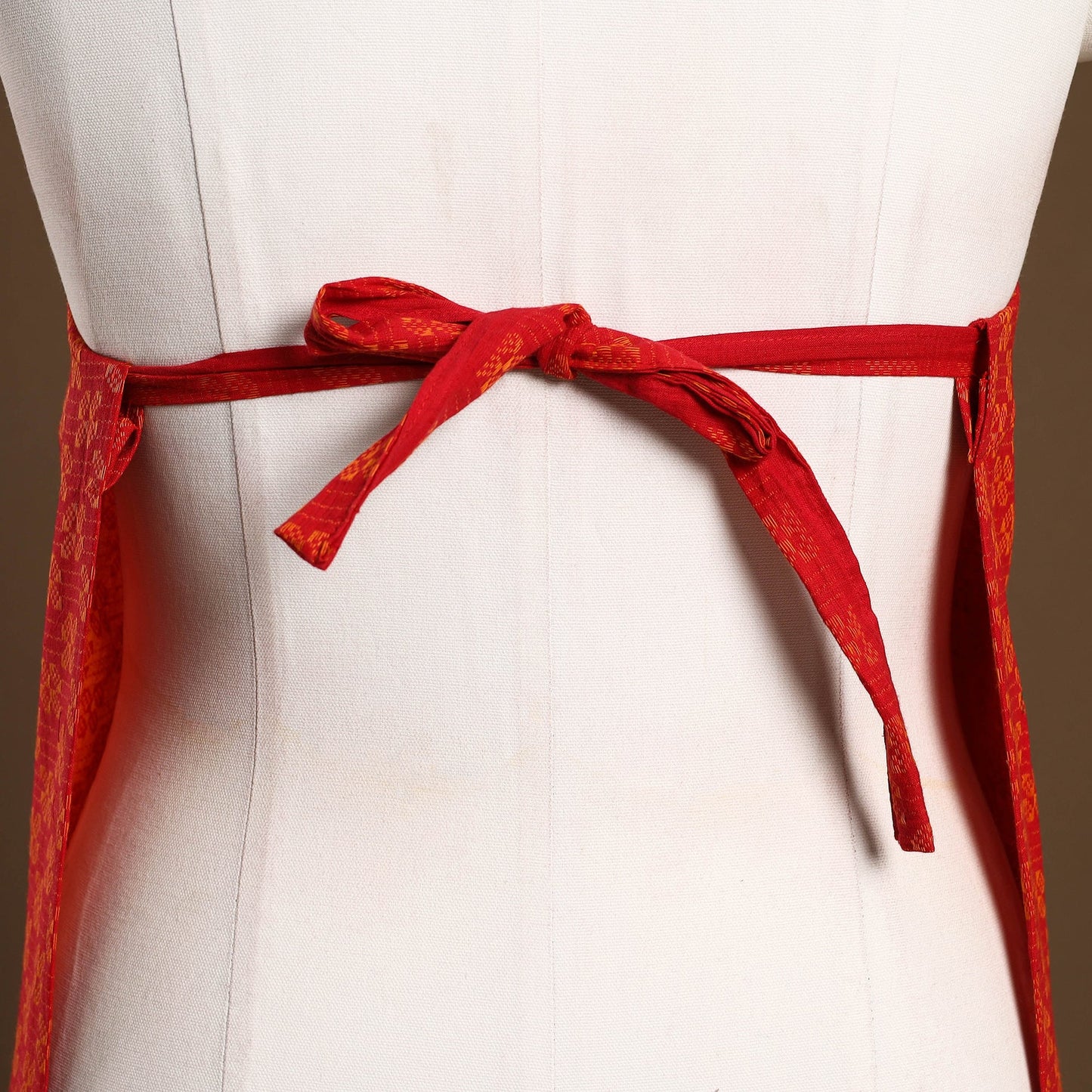 Red - jacquard weaving cotton apron with pocket 08