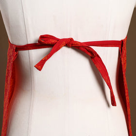 Red - jacquard weaving cotton apron with pocket 08