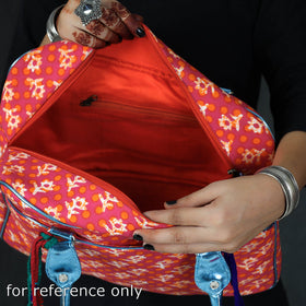 Red Jaipur Multicolour Printed Cotton Handbag with Tassels