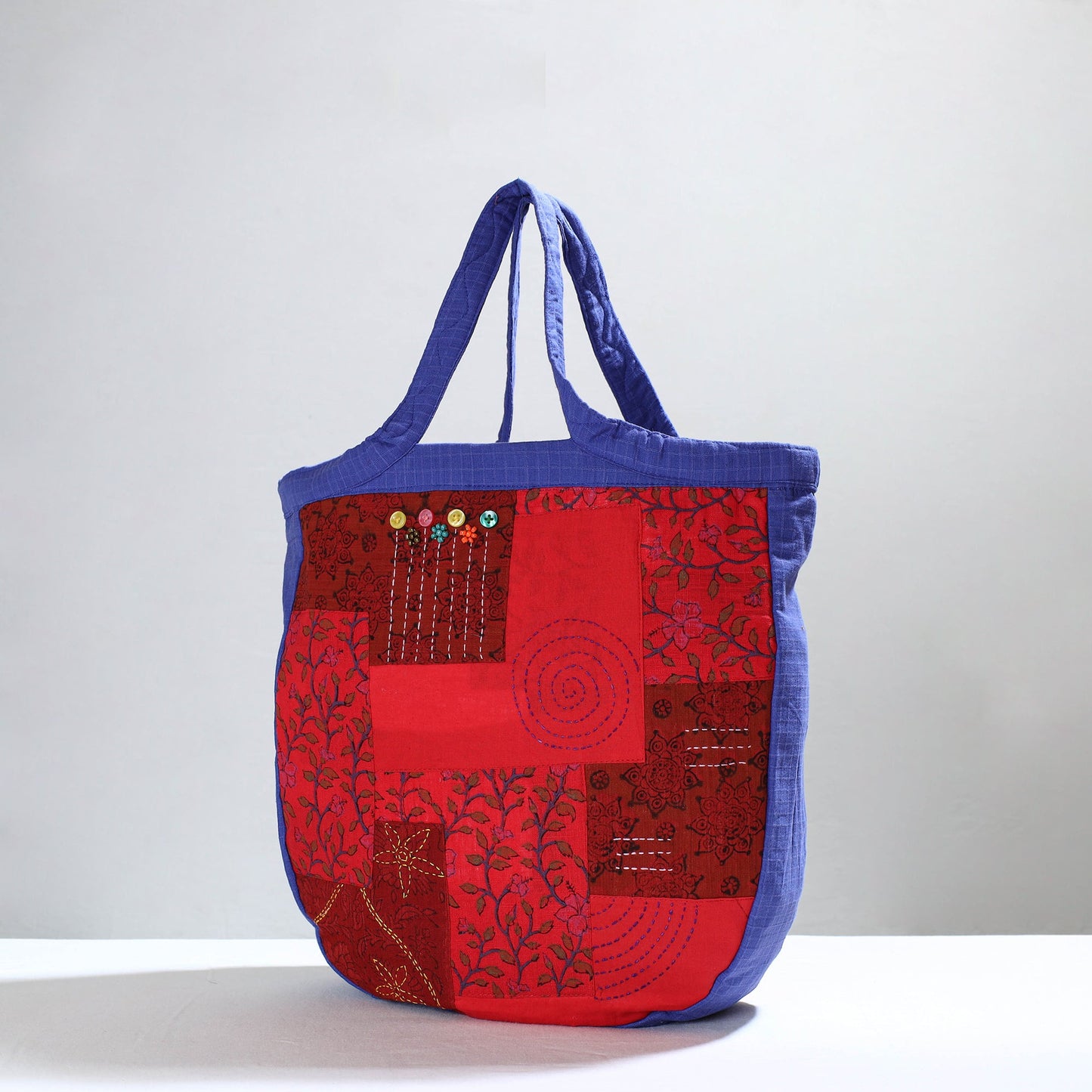 Red Jugaad Patchwork Handmade Tote Bag 03