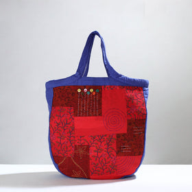 Red Jugaad Patchwork Handmade Tote Bag 03