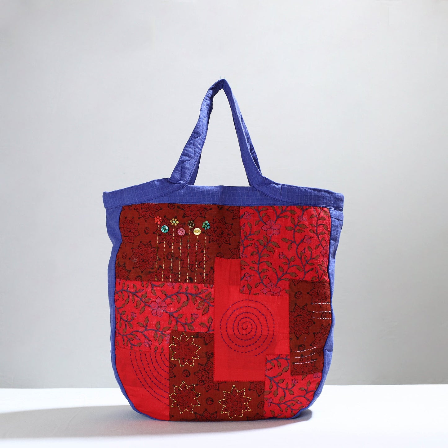 Red Jugaad Patchwork Handmade Tote Bag 03