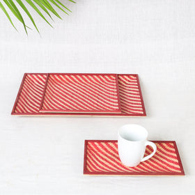 Red Kadam Haat Handmade Bamboo Cereal Tray (Set of 3)
