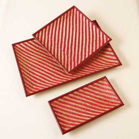 Red Kadam Haat Handmade Bamboo Cereal Tray (Set of 3)
