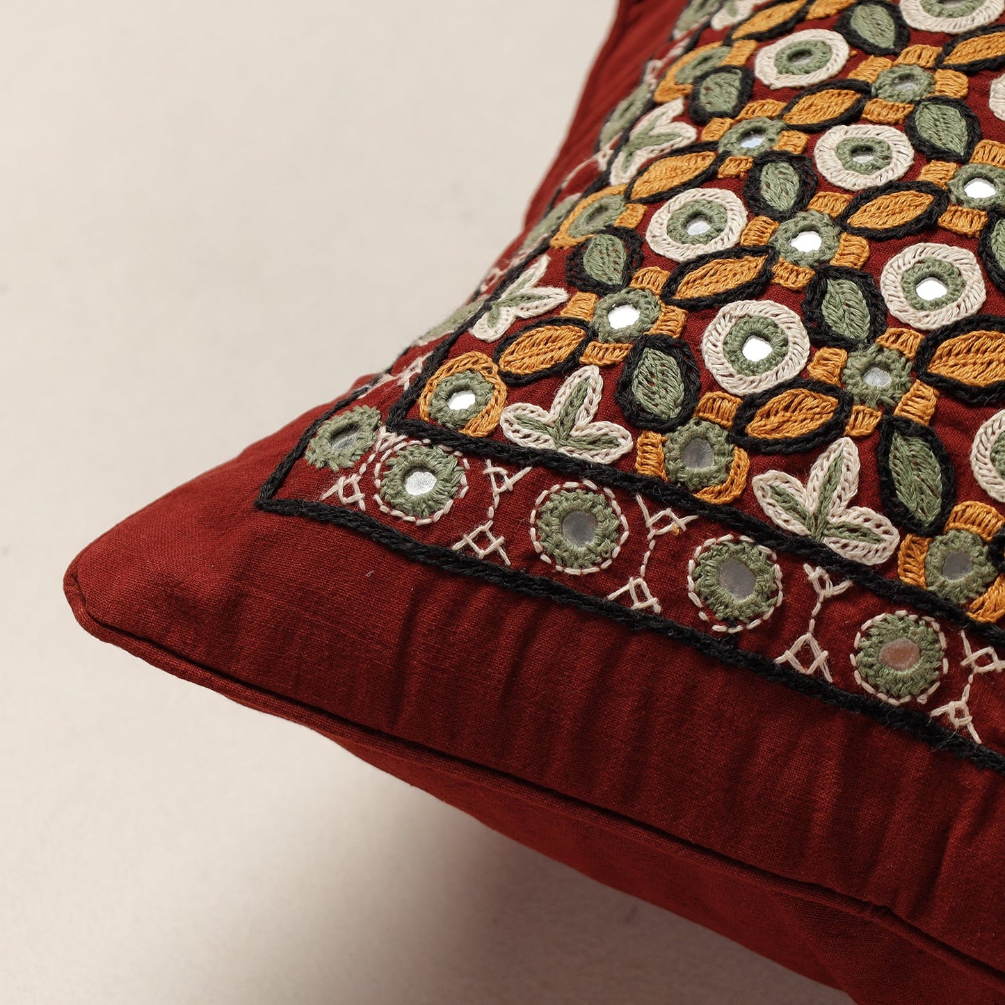  Kala Raksha Pakko Hand Embroidery Cotton Cushion Cover 