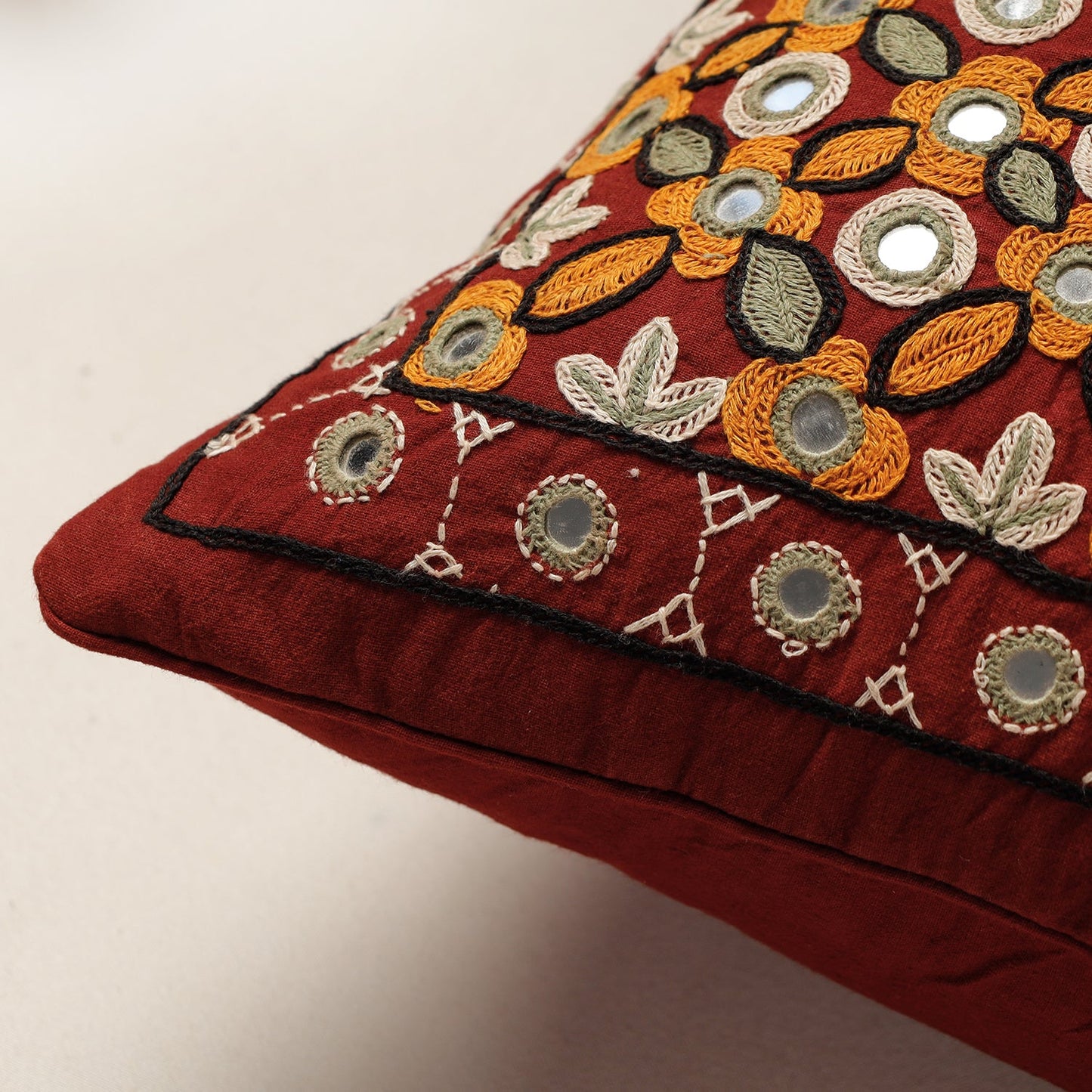  Kala Raksha Pakko Hand Embroidery Cotton Cushion Cover 