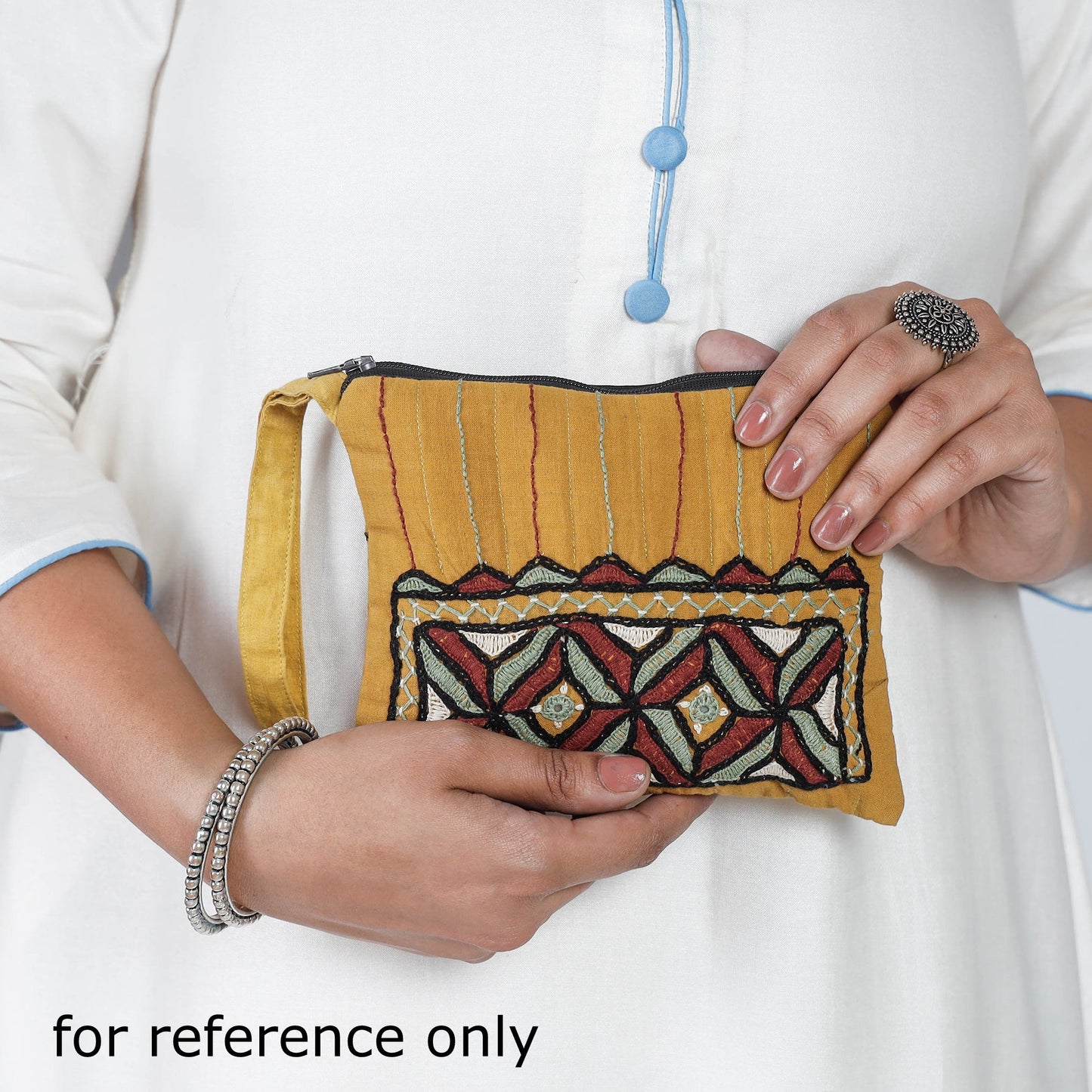  Kala Raksha Rabari Hand Embroidery Cosmetic Pouch 