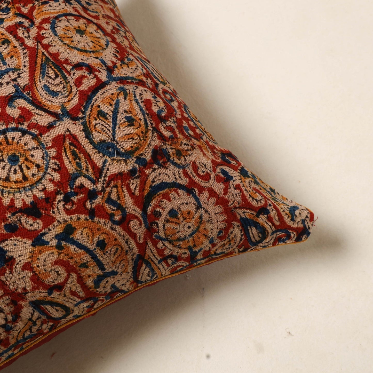 Red - kalamkari cotton cushion cover 96 - handcrafted