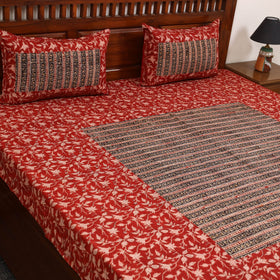 Kalamkari patchwork cotton bedsheet set 23 - handcrafted