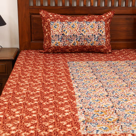 Kalamkari patchwork cotton bedsheet set 38 - handcrafted