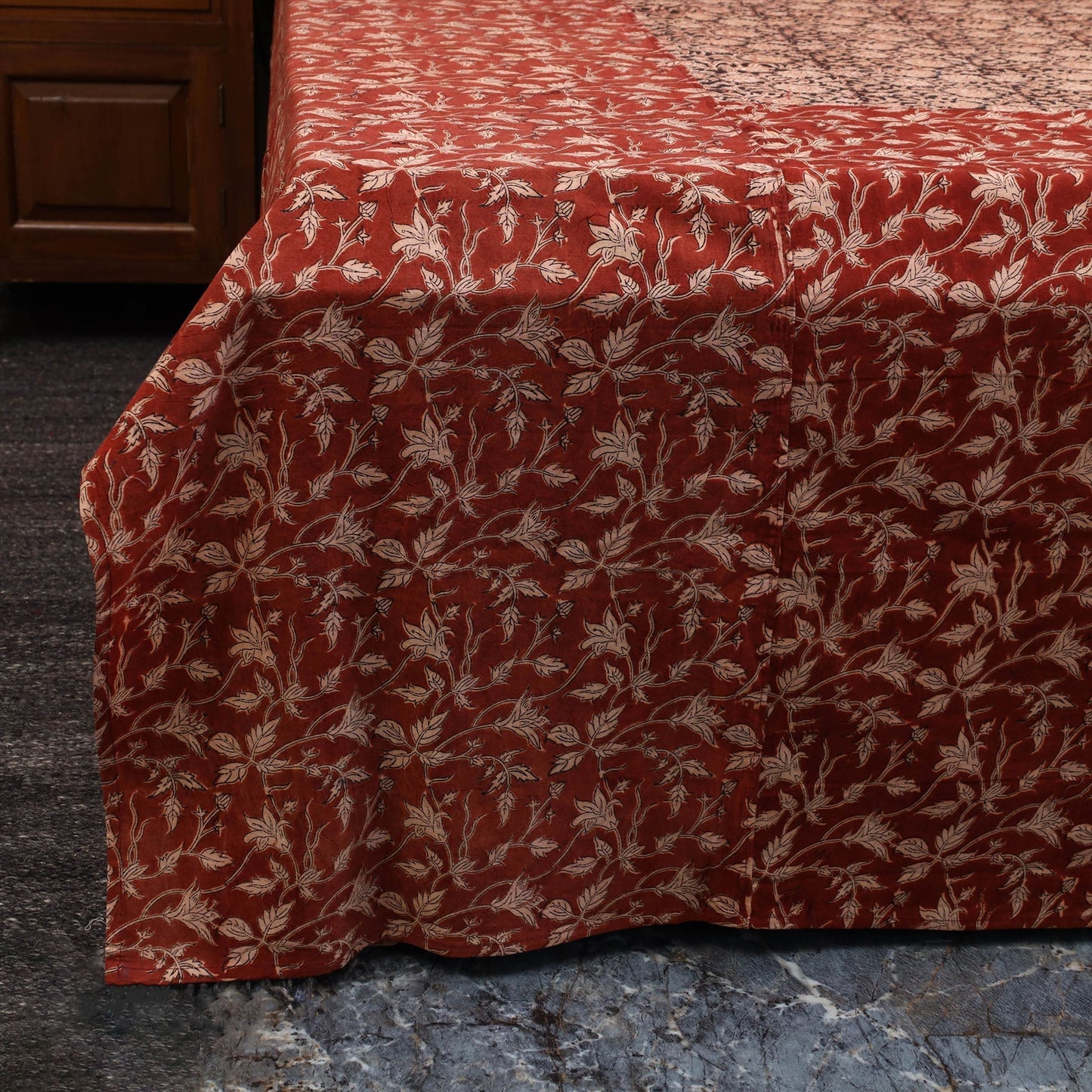 Kalamkari patchwork cotton bedsheet set 24 - handcrafted