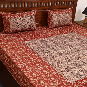 Kalamkari patchwork cotton bedsheet set 24 - handcrafted