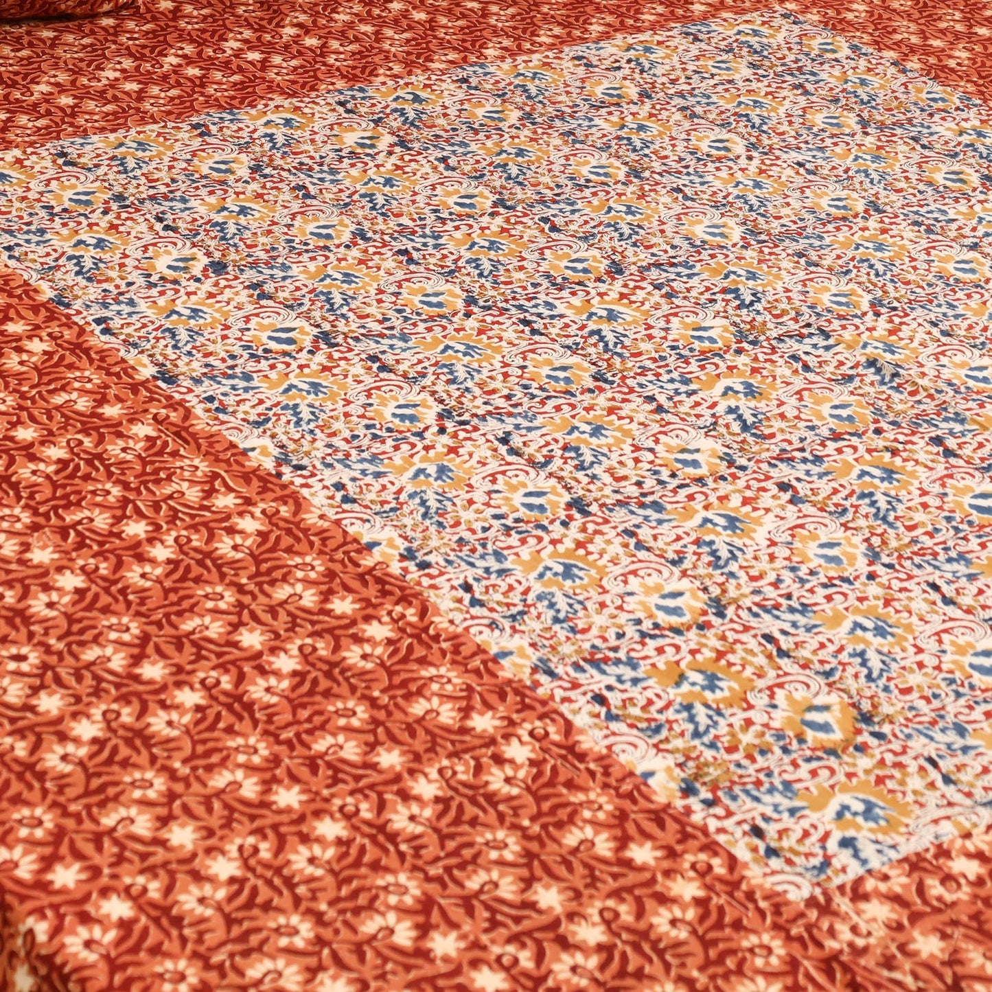 Kalamkari patchwork cotton bedsheet set 38 - handcrafted
