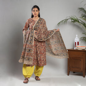 Kalamkari block printing cotton kurta with salwar & dupatta