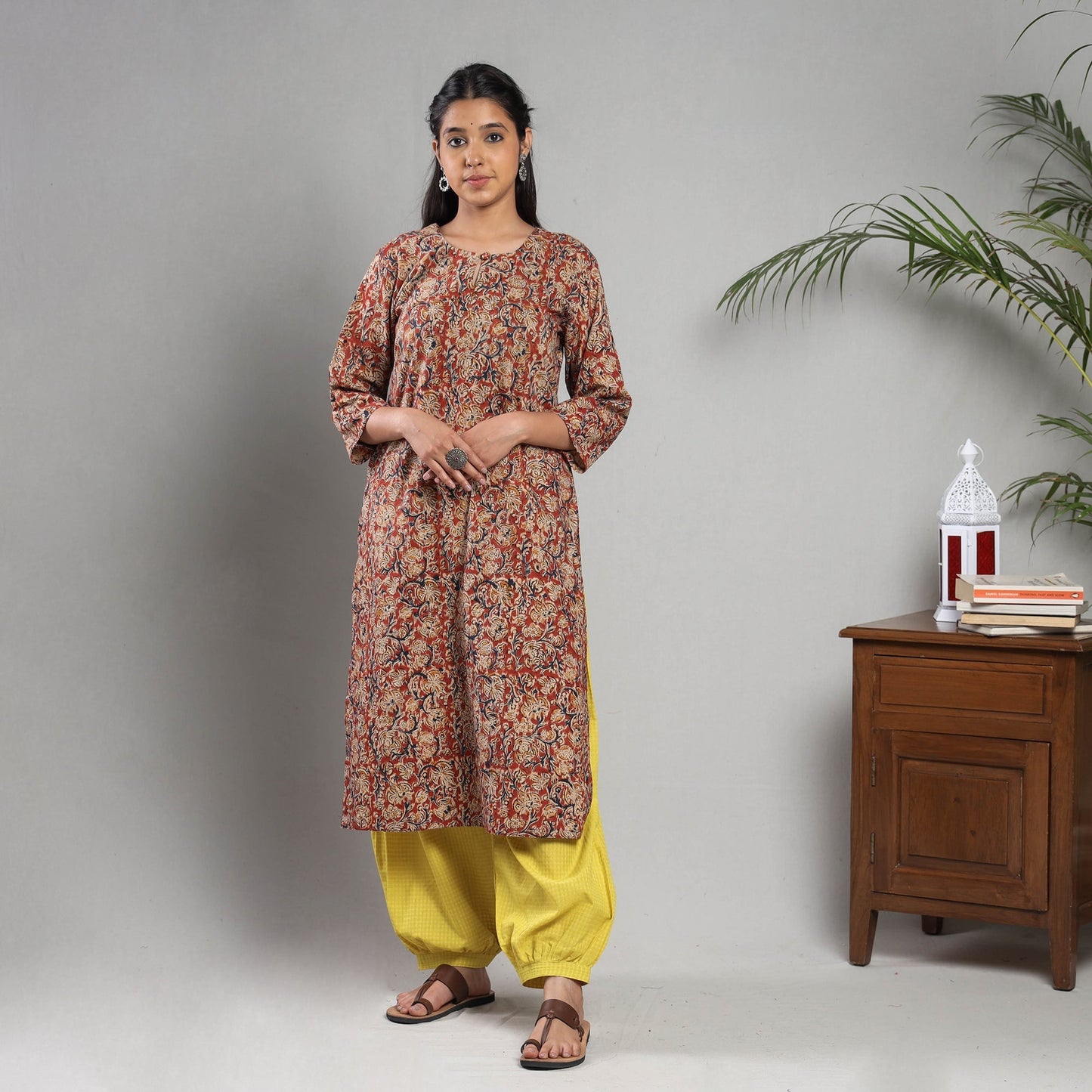 Kalamkari block printing cotton kurta with salwar & dupatta
