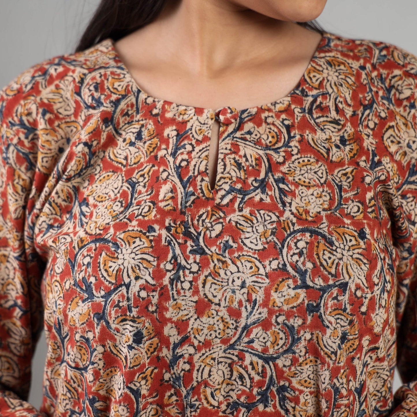 Kalamkari block printing cotton kurta with salwar & dupatta
