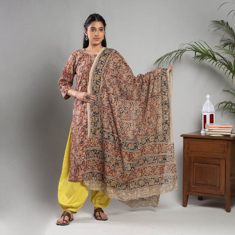 Kalamkari block printing cotton kurta with salwar & dupatta