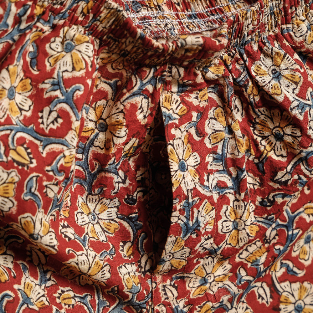 Red - kalamkari printing cotton unisex boxer/shorts