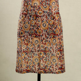 Red Kalamkari Block Print Cotton Apron with Pocket