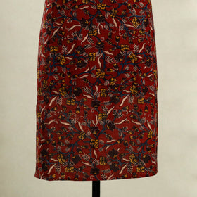 Red - kalamkari cotton apron with pocket 14 - handcrafted