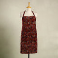 Red - kalamkari cotton apron with pocket 14 - handcrafted