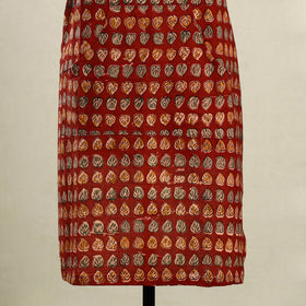 Red Kalamkari Block Print Cotton Apron with Pocket