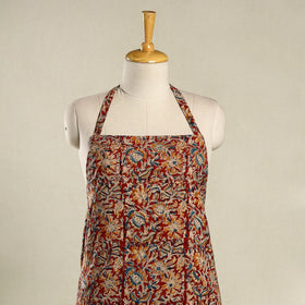 Red Kalamkari Block Print Cotton Apron with Pocket