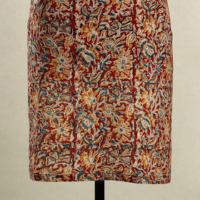 Red Kalamkari Block Print Cotton Apron with Pocket