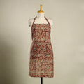 Red Kalamkari Block Print Cotton Apron with Pocket