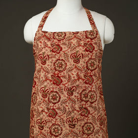  Beige Kalamkari Block Print Cotton Apron with Pocket