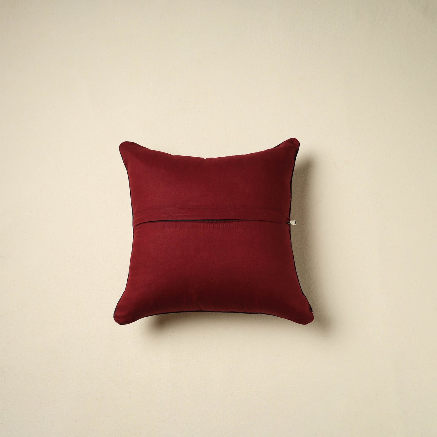 Red Kalamkari Block Print Cotton Cushion Cover