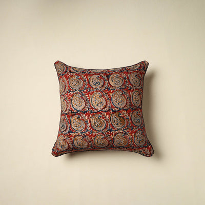 Red Kalamkari Block Print Cotton Cushion Cover