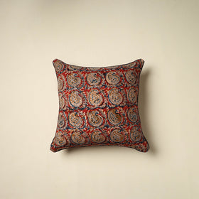 Red Kalamkari Block Print Cotton Cushion Cover