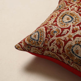 Red - kalamkari cotton cushion cover 07 - handcrafted