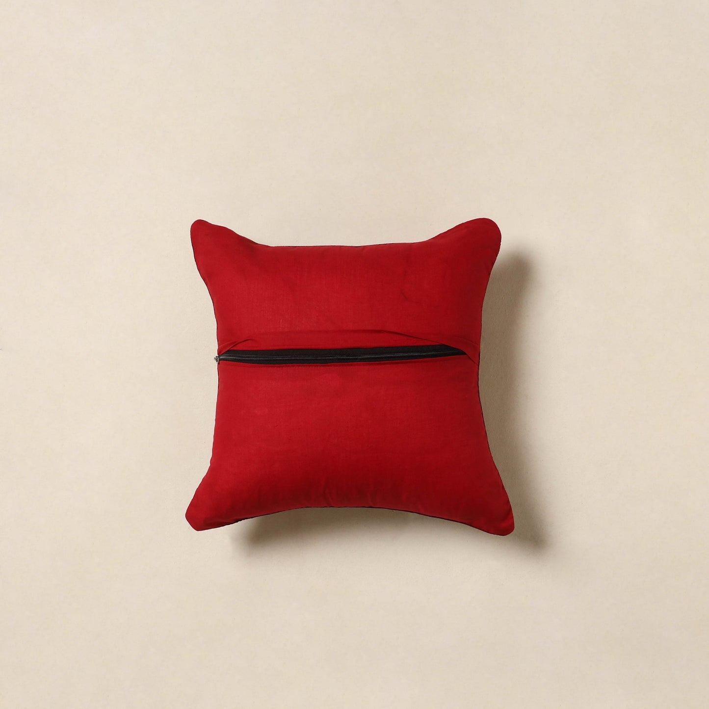 Red - kalamkari cotton cushion cover 07 - handcrafted