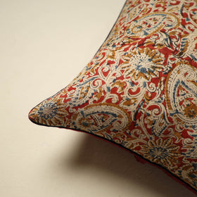 Red Kalamkari Block Print Cotton Cushion Cover