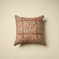 Red Kalamkari Block Print Cotton Cushion Cover