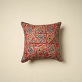 Red Kalamkari Block Print Cotton Cushion Cover