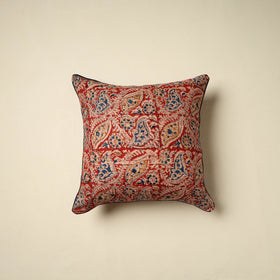 Red Kalamkari Block Print Cotton Cushion Cover